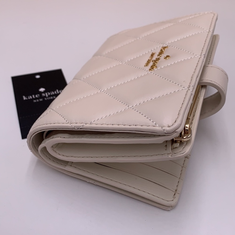 KATE SPADE Carey Medium Compact Bifold Wallet Parchment Color - Picture 12 of 15